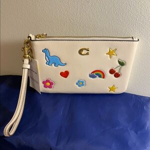Coach White Cosmetic Bag with Colorful Patches